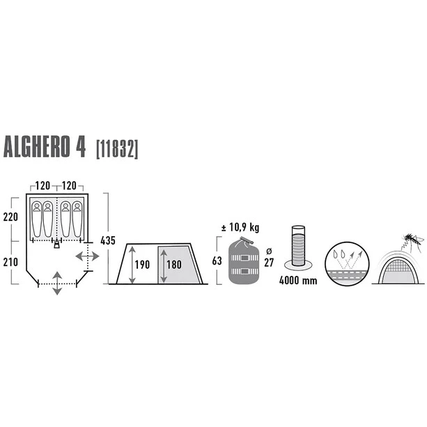High Peak Alghero 4 Tente, Gris 7 High Peak Alghero 4 Tente, Gris – Image 5