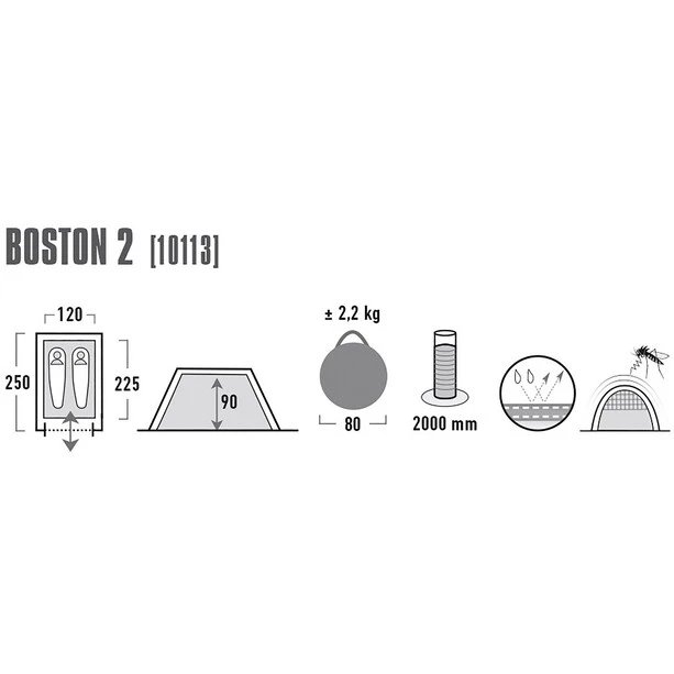 High Peak Boston 2 Tente, Gris 5 High Peak Boston 2 Tente, Gris – Image 3
