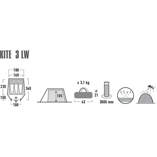 High Peak Kite 3 LW Tente, Olive 6 High Peak Kite 3 LW Tente, Olive – Image 4
