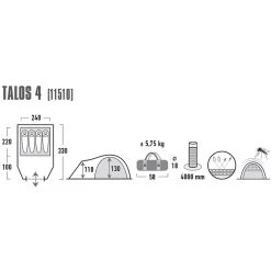 High Peak Talos 4 Tente, Noir/vert -Robens Magasin high peak talos 4 tent dark grey green 3